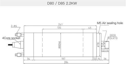 محرك المغزل باستخدام الحاسب الآلي 2.2KW المغزل المبرد بالماء 380V ER20 400HZ GDK80-24Z-2.2KW in Saudi Arabia