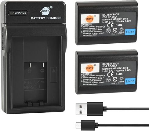 DSTE قطعتان BP-SCL1 بطارية ليثيوم أيون قابلة لإعادة الشحن وشاحن USB متوافق مع Leica MM، M9، M8، M9-P، ME/M-E، M9-M in Kuwait