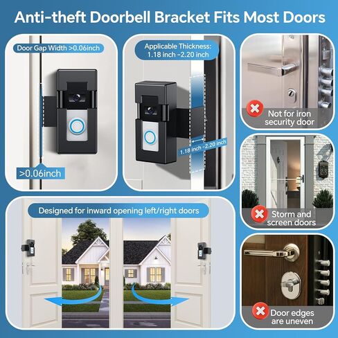 مكافحة جرس الفيديو لمكافحة السلة ، قوس تصاعد بدون حفر قابلة للتعديل لـ Blink & Ring Video Doorbell 1/2/3/3 Plus/4/2023 الإصدار in Kuwait
