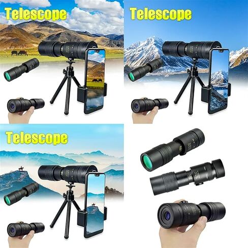 EKsma 10-300X40mm تلسكوب أحادي العين، مقاوم للماء للرؤية الليلية سوبر تليفوتوغرافي تكبير أحادي تلسكوب، تلسكوب محمول عالي الدقة مع مشبك هاتف وحامل ثلاثي القوائم لمشاهدة الطيور والتخييم والسفر in Kuwait