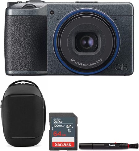 مجموعة الكاميرا الرقمية Ricoh GR IIIx Urban Edition مع حامل 6 لتر، وبطاقة ذاكرة 64 جيجابايت وقلم تنظيف العدسات (4 قطع) in Kuwait