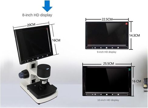 مجهر إلكتروني احترافي مزود بشاشة LCD مقاس 9 بوصات مجاهر أحادية مجسمة تكبير 800X مجاهر محمولة (8 بوصات) in Saudi Arabia