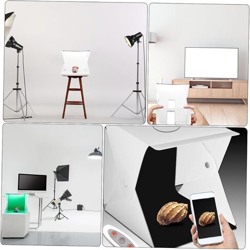 صندوق صور صغير محمول مقاس 40 سم مع إضاءة LED قابلة للتعديل، طقم خيمة تصوير قابلة للطي مع 6 خلفيات تصوير ملونة لتصوير المنتجات والمجوهرات in Kuwait