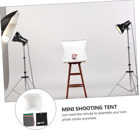 صندوق صور صغير محمول مقاس 40 سم مع إضاءة LED قابلة للتعديل، طقم خيمة تصوير قابلة للطي مع 6 خلفيات تصوير ملونة لتصوير المنتجات والمجوهرات in Kuwait