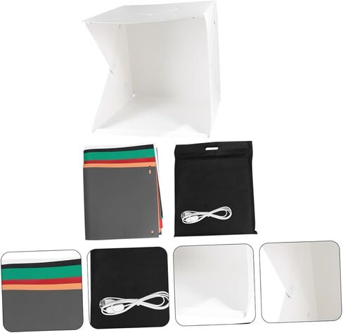 صندوق صور صغير محمول مقاس 40 سم مع إضاءة LED قابلة للتعديل، طقم خيمة تصوير قابلة للطي مع 6 خلفيات تصوير ملونة لتصوير المنتجات والمجوهرات in Kuwait