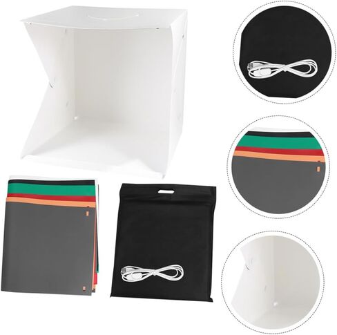 صندوق صور صغير محمول مقاس 40 سم مع إضاءة LED قابلة للتعديل، طقم خيمة تصوير قابلة للطي مع 6 خلفيات تصوير ملونة لتصوير المنتجات والمجوهرات in Kuwait