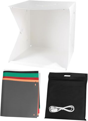 DOITOOL 40cm Mini Photo Box Photography Backdrop Tent with Adjustable LED Lighting, Portable Foldable Studio Shooting Tent Kit with 6 Colored Backgrounds for Product and Jewelry Photoshoot in Saudi Arabia