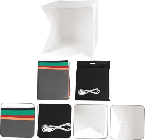 DOITOOL 40cm Mini Photo Box Photography Backdrop Tent with Adjustable LED Lighting, Portable Foldable Studio Shooting Tent Kit with 6 Colored Backgrounds for Product and Jewelry Photoshoot in Saudi Arabia