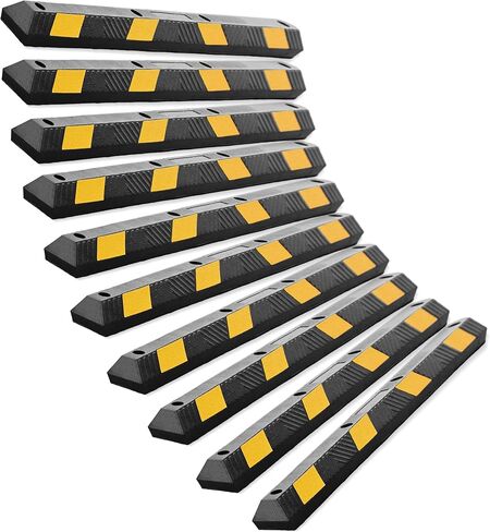 72" Heavy Duty Rubber Parking Stopper for Garage – 6-Foot Long Wheel Stopper with Reflective Stripe, UV-Resistant, Durable Driveway Curb for Cars, Trucks, and Trailers (1 Pack) in Saudi Arabia