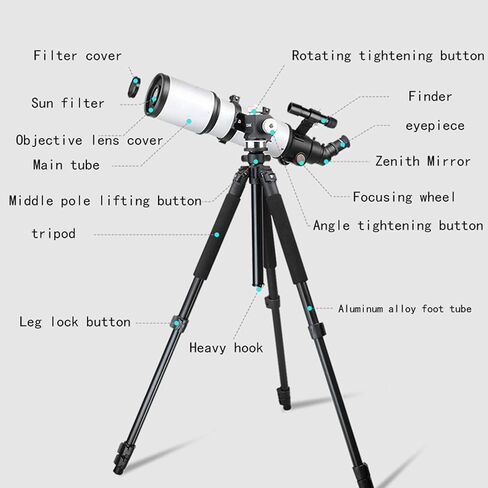 Monocular Telescope, 80mm Refractor with Tripod & Finder Scope Low Light, Long-Lasting Smartphone Adapter, Backpack and Moon Filter in Saudi Arabia