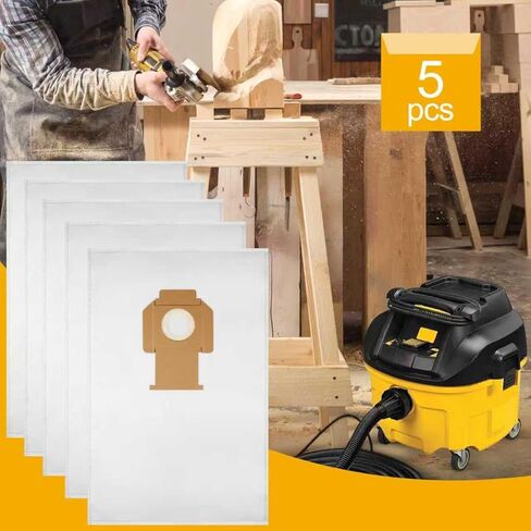 5 عبوات من أكياس استبدال الصوف ShopVac - تناسب Dewalt DWV010 DWV012 DWV015 8&10 جالون لمستخرج الغبار (DWV9402) in Kuwait