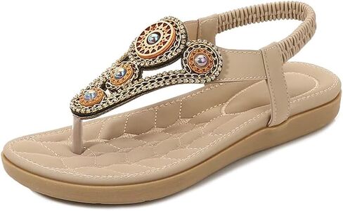 Women Summer Flat Sandals Casual Comfortable T-Strap Flip Flops with Elastic Ankle Strap for Beach in Saudi Arabia