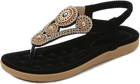 Women Summer Flat Sandals Casual Comfortable T-Strap Flip Flops with Elastic Ankle Strap for Beach in Saudi Arabia