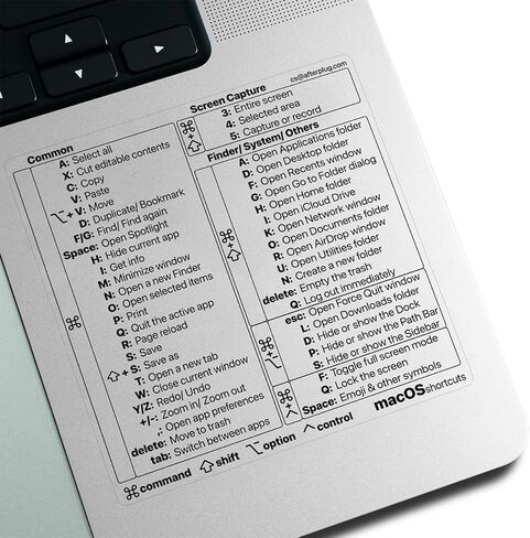 ملصقات لوحة مفاتيح Mac OS OS ، 50+ اختصارات لـ MacBook Pro & Air من 13 إلى 16 بوصة in Kuwait
