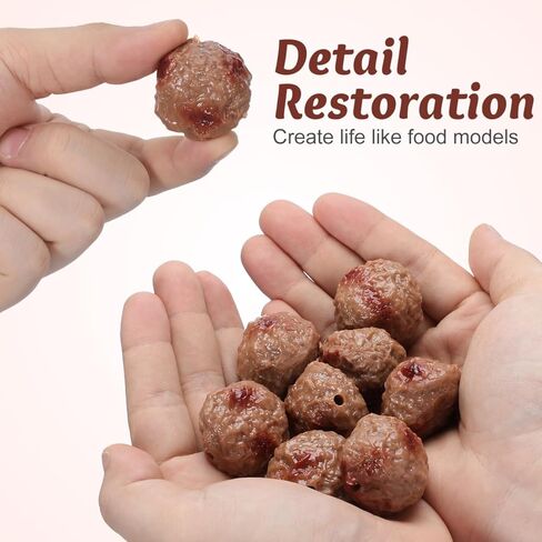 Totority Realistic Artificial Meatballs - 16 Pcs Simulated Beef Balls Beef Meatball Restaurant Prop Beef Meatball Photography Model Kitchen Fake Beef Meatball Prop Party Prop Artificial Meat in Kuwait