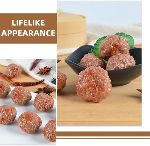 Totority Realistic Artificial Meatballs - 16 Pcs Simulated Beef Balls Beef Meatball Restaurant Prop Beef Meatball Photography Model Kitchen Fake Beef Meatball Prop Party Prop Artificial Meat in Kuwait