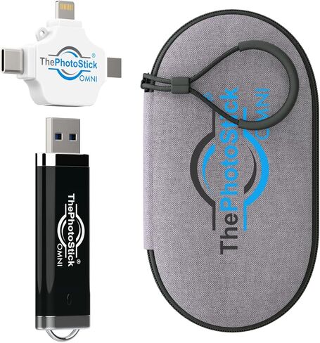 ThePhotoStick® Omni 256GB Photo Backup for iPhone, Android + Portable Case | Automatic Photo and Video Backup, iOS and Android, macOS and PC, Flash Drive, Water-Resistant and Shockproof Case in Saudi Arabia