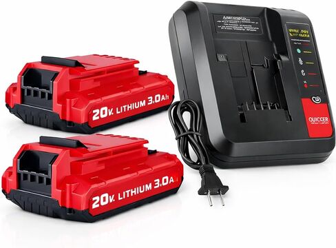 MANUFER 2PACK 3.0Ah 20V PCC680L Li-ion Battery and PCC692L Charger Replacement for Porter Cable 20V Battery Compatible with Porter Cable Battery PCC680L, PCC681L, PCC682L, PCC685L, PCC685LP, PCC699L in Kuwait