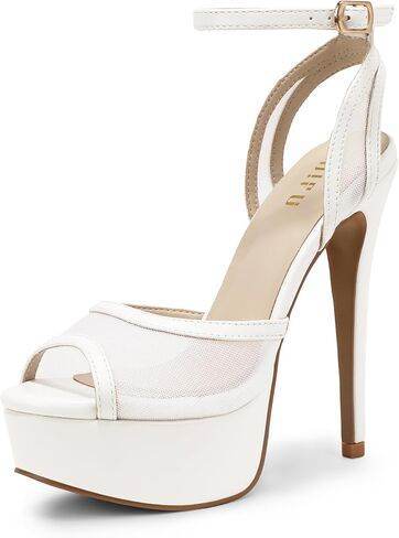 IDIFU IN6 منصة Stiletto عالية الكعب زقزقة اصبع القدم شبكة مثير الصنادل الكعب للنساء أنيق مريح الزفاف العروس حفلة موسيقية مساء حفلة العودة للوطن أحذية العمل لطيف مفتوح اصبع القدم حزام الكاحل الكعب in Saudi Arabia