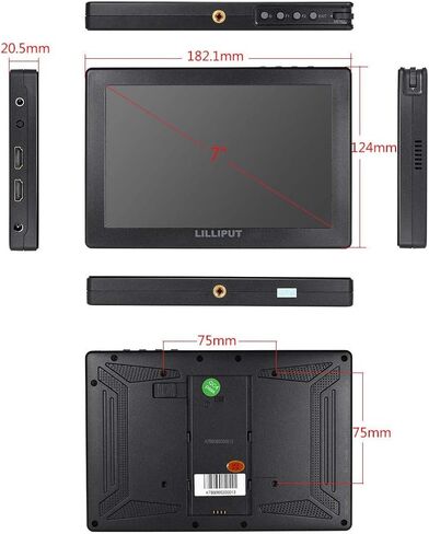LILLIPUT 7 inch A7S 1920x1200 IPS On Camera Monitor with 4K HDMI Input Output Field Monitor for DSLR and Mirrorless Cameras with Free Gifts:Mini Magic Arm Mount + LP-E6 Plate+ 12V AC Adapter … in Saudi Arabia