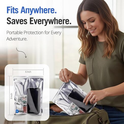 Redux Drybuddy - حقيبة هاتف ومجفف ماء تفاعلي - مجفف - مجفف الطوارئ للهواتف الرطبة ، سماعات الأذن ، وأدوات السمع - قابلة لإعادة الاستخدام ، المحمولة ، و Cruise Essential Clear in Kuwait