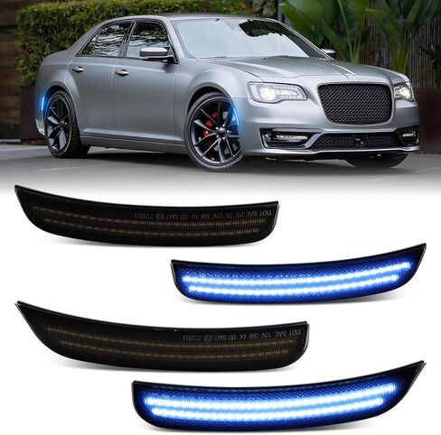 Dynamic White LED Side Marker Lights For Chrysler 300 2015 2016 2017 2018 2019 2020 2021 2022 2023 Front Rear Bumper Fender Smoked Lens Sidemarker Lamp Accessories in Saudi Arabia