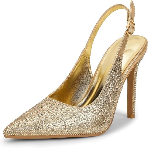 IDIFU IN4 Sparkly Rhinestone Slingback Heels for Women Pumps Closed Pointed Toe Stiletto High Heels Dress Shoes for Women Sexy Wedding Bridal Prom Office Work Pumps Shoes in Saudi Arabia