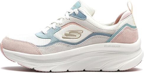 Skechers Women's Relaxed Fit: D'Lux Walker - New Moment Sneakers, Off White/Pink in Saudi Arabia