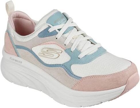Skechers Women's Relaxed Fit: D'Lux Walker - New Moment Sneakers, Off White/Pink in Saudi Arabia