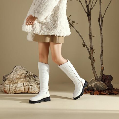 المرأة الخريف والشتاء بطانة قطيفة أحذية الثلوج الدافئة مقاوم للماء المشي لمسافات طويلة في الهواء الطلق عدم الانزلاق أحذية عالية في الركبة مناسبة لأيام الجليد والثلج، الشتاء، السفر اليومي in Kuwait