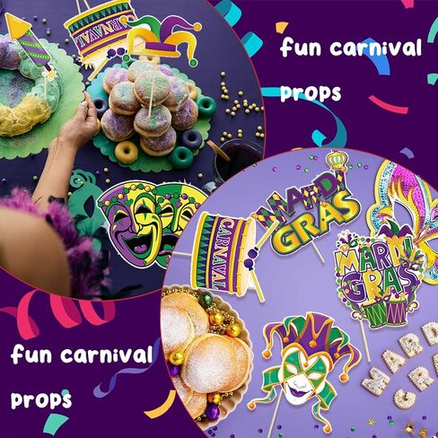 Mardi Gras Photo Booth Props Kit for Photoshoot Mardi Gras Decorations Funny Masquerade Selfie Masks Glasses DIY Photography Decorations for Masquerade Wedding Birthday Party Supplies in Saudi Arabia