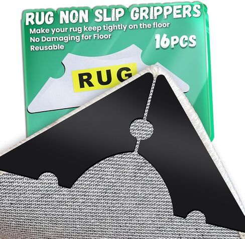 Rug Non Slip Grippers, Reusable Rug Corner Tape Pads for Hardwood Floors and Tiles, Strong Firmly Carpet Tape for Area Rugs, Removable and No Residue on Floor, 32Pcs in Kuwait