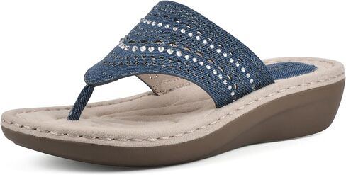 CLIFFS BY WHITE MOUNTAIN Women's Comate Rhinestoned Mini Wedge Flip Flop Sandal in Kuwait
