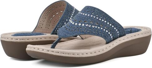 CLIFFS BY WHITE MOUNTAIN Women's Comate Rhinestoned Mini Wedge Flip Flop Sandal in Kuwait