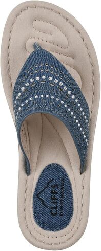 CLIFFS BY WHITE MOUNTAIN Women's Comate Rhinestoned Mini Wedge Flip Flop Sandal in Kuwait