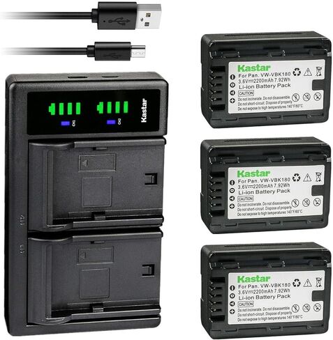 استبدال شاحن بطارية USB Kastar VW-VBK180 LTD2 لباناسونيك HDC-HS60K، HDC-HS60P، HDC-HS80، HDC-HS80GK، HDC-HS80K، HDC-HS80P، HDC-HS80PC، HDC-SD40، HDC-SD40GK، كاميرا HDC-SD40K in Saudi Arabia