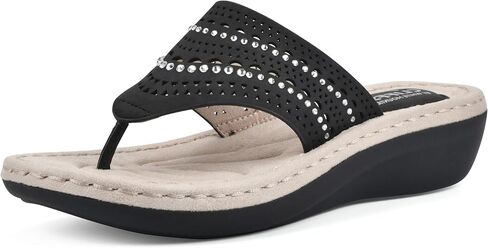 CLIFFS BY WHITE MOUNTAIN Women's Comate Rhinestoned Mini Wedge Flip Flop Sandal in Saudi Arabia