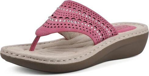CLIFFS BY WHITE MOUNTAIN Women's Comate Rhinestoned Mini Wedge Flip Flop Sandal in Kuwait