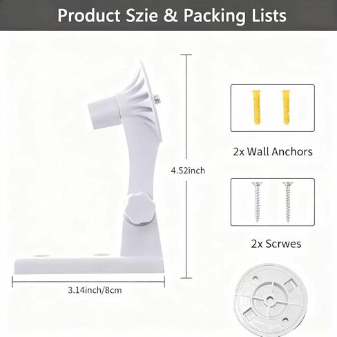 حامل حائط متوافق مع TP-Link Tapo C210/ C200 وKasa Indoor Pan EC70/ EC71/ KC410S، دعامة زوايا قابلة للتعديل تدور 180 درجة، سهلة التركيب، دعامة/حامل كاميرا أمان، عبوة واحدة in Kuwait