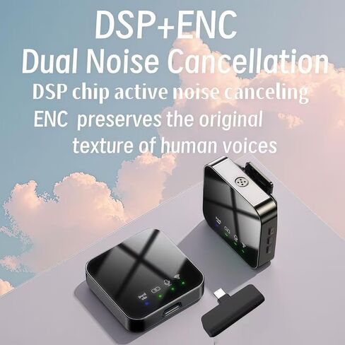 ميكروفون لافالير لاسلكي بخاصية إلغاء الضوضاء المزدوجة DSP+ENC، ميكروفون بودكاست احترافي يعمل بتقنية البلوتوث (جهاز استقبال Apple، عبوتان) in Saudi Arabia