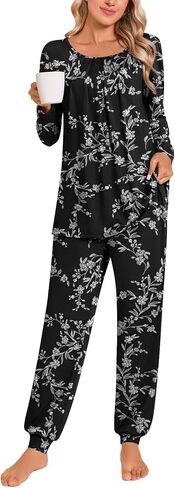 Anymeet Lady Autumn Pajama Sets Long Sleeve Two Piece Cute Casual Ladies Pjs Set Sleepwear in Kuwait