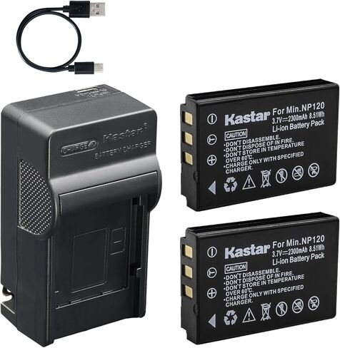 Kastar 2-Pack Battery and AC & USB-C Charger, Compatible with Minolta NP-120 MN35Z MN4K40NV MN80NV MN88NV MN90NV MN200NV MN220NV, Zoom BT-03 Q8, Fieldpiece SRL2 SRL8, EXFO AXS-110, Lawmate PV-1000 in Saudi Arabia