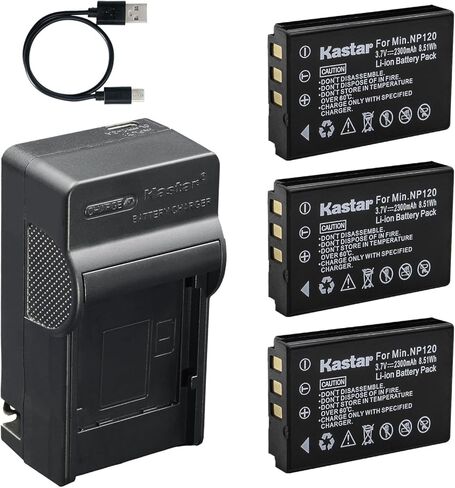 Kastar 2-Pack Battery and AC & USB-C Charger, Compatible with Minolta NP-120 MN35Z MN4K40NV MN80NV MN88NV MN90NV MN200NV MN220NV, Zoom BT-03 Q8, Fieldpiece SRL2 SRL8, EXFO AXS-110, Lawmate PV-1000 in Saudi Arabia