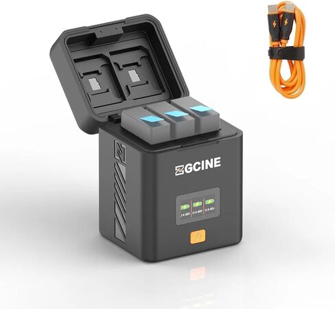 حافظة شحن ZGCINE PS-GP13 لجهاز GoPro Hero13، شاحن بطارية USB-C PD سريع 3 فتحات مع فتحتين لبطاقة SD/2 TF، شاشة OLED مقاس 0.96 بوصة in Saudi Arabia