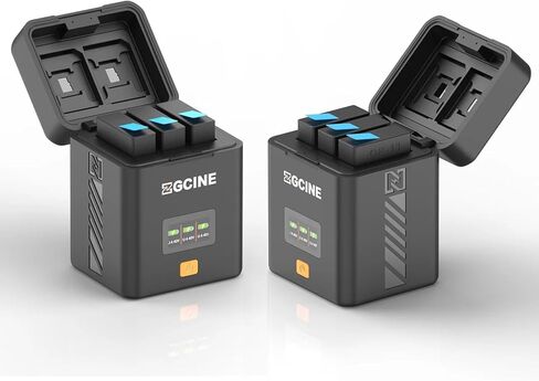 حافظة شحن ZGCINE PS-GP13 لجهاز GoPro Hero13، شاحن بطارية USB-C PD سريع 3 فتحات مع فتحتين لبطاقة SD/2 TF، شاشة OLED مقاس 0.96 بوصة in Saudi Arabia
