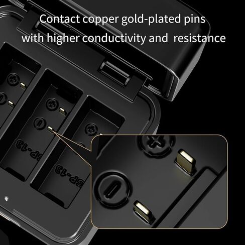 حافظة شحن ZGCINE PS-GP13 لجهاز GoPro Hero13، شاحن بطارية USB-C PD سريع 3 فتحات مع فتحتين لبطاقة SD/2 TF، شاشة OLED مقاس 0.96 بوصة in Saudi Arabia