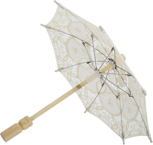 Lace Cotton Bridal Umbrella Handmade Parasol for Wedding Celebration Parties Outdoor Photography (White) in Saudi Arabia