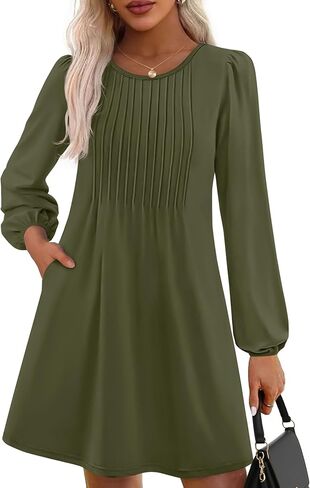 PRETTYGARDEN Fall Dresses for Women 2025 Long Sleeve Mini Short Flowy A Line Casual Holiday Party Tunic Dress Fashion Clothes in Saudi Arabia