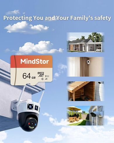 بطاقة ذاكرة Micro SDXC سعة 64 جيجابايت، بطاقة MindStor بسرعة قراءة 90 ميجابايت/ثانية مع محول، تصنيف U1، A1، دعم فيديو عالي الدقة، مقاوم للماء، لكاميرا الأمان، كاميرا داش، حزمة واحدة in Saudi Arabia