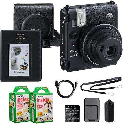 حزمة كاميرا Fujifilm Instax Mini 99 الفورية باللون الأسود - تتضمن 40 ورقة Instax Mini Film، وحقيبة واقية، وألبوم صور صغير in Kuwait